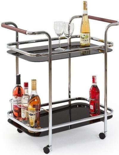 servírovací, barový stolek Famm Bar-7, sklo černé / chrom