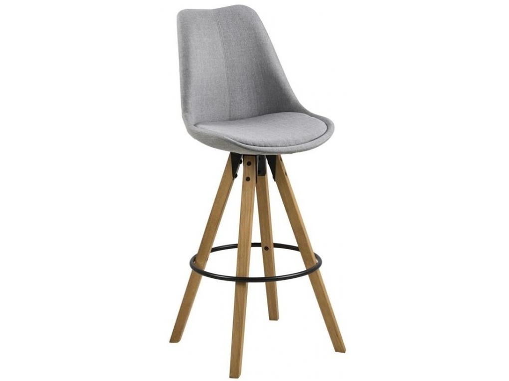 Barová židle Damian, čalouněná, dřevo/šedá SCHDND0000067370 SCANDI